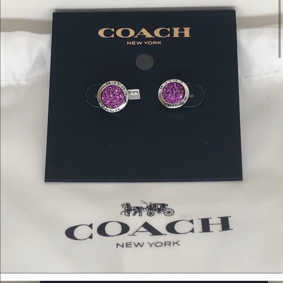 Coach Jewelry - COACH💎DRIZZY SPARKLE GLITTER PINK STUD EARRINGS